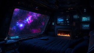 🎵 Cozy Interstellar Suite | Ambient Music, Fireplace & Deep Space Sounds for Sleep, Focus & Relaxing