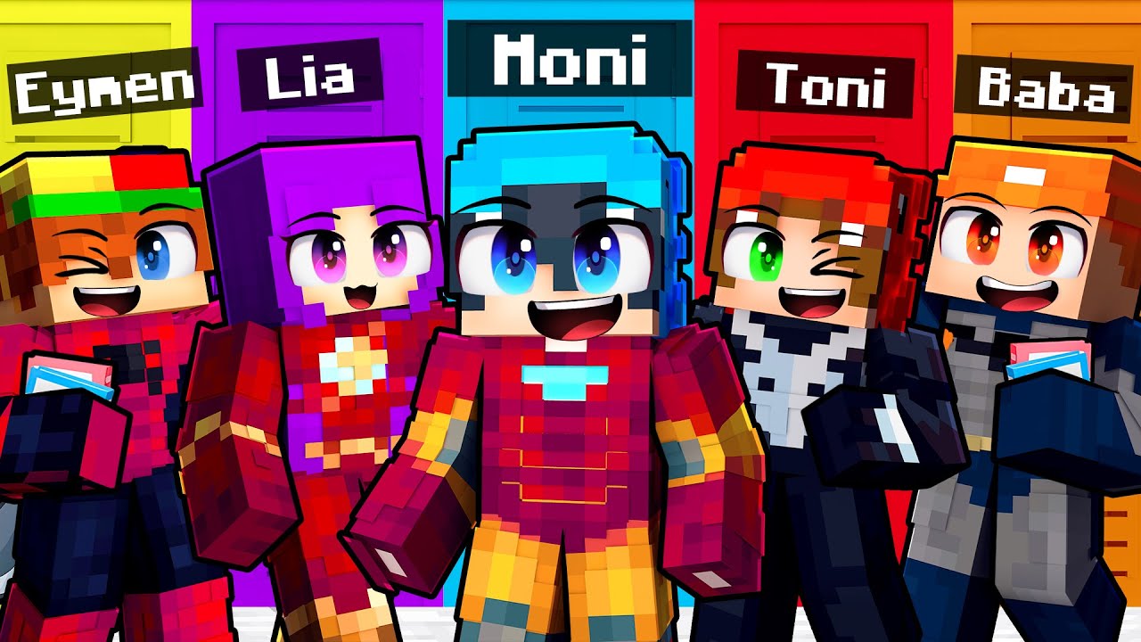 Minecraft'ta 10 ARKADAŞLA SÜPER KAHRAMAN LİSESİ MACERASI!