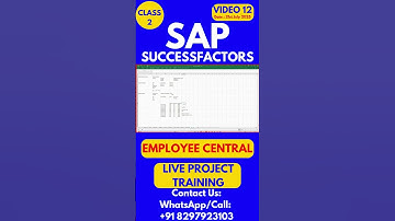 SAP SuccessFactors EC Training Online Tutorial Class 12 21st July 2025 #sapsuccessfactorstraining