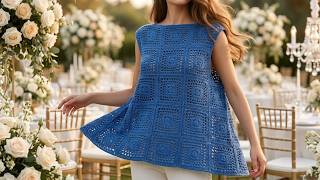 Milan Moda Haftasından Pinterest'e: Akdeniz Mavisi TIĞ İŞİ BLUZUN Motif Yapılışı! | Crochet Blouse 🌊