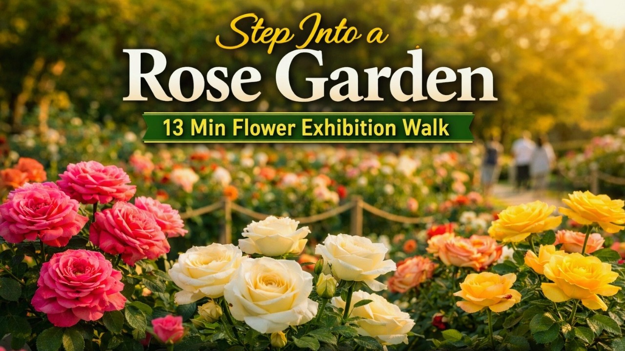 Step Into a Rose Garden | 13 Min Flower Exhibition Walk – Relaxing Blooming Roses ASMR - No Talking