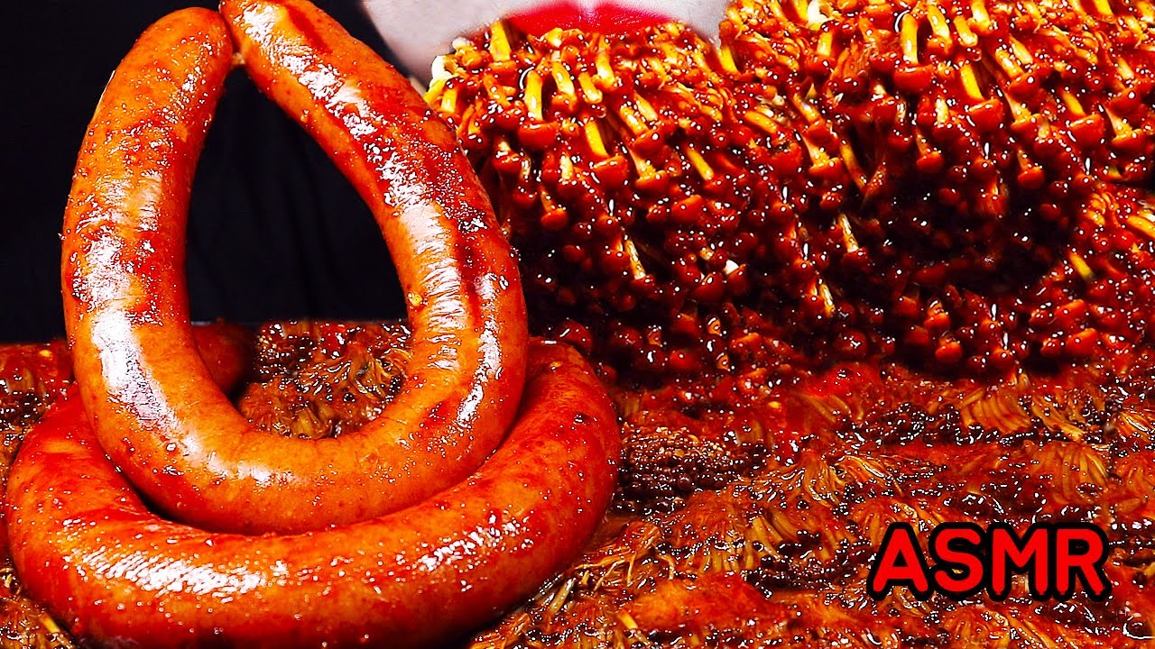 ASMR स्वर्ण मशरूम (*RECIPE)GOLDEN JAMUR PEDAS GOLDEN ENOKI MUSHROOMS SPICY SAUSAGE  황금팽이버섯 칼바사 소세지
