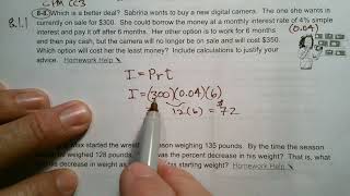 CPM CC3 Section 8.1.1 #8-8 (Simple Interest)