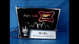 Miller Light Clock Sign Lighted Bar Beer Man Cave