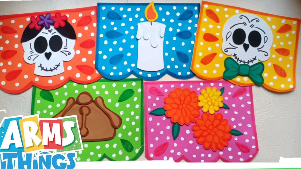 DIY: PAPEL PICADO (tapetitos) día de muertos // Manualidades día de muertos 💀🏵️🕯️