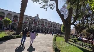 Walking around the PlazadeArmas Arequipa Peru FiestasdeArequipa 2023