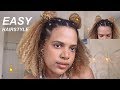 Easy CURLY Hairstyle For School: Flat Twists &amp; Double Buns Crown