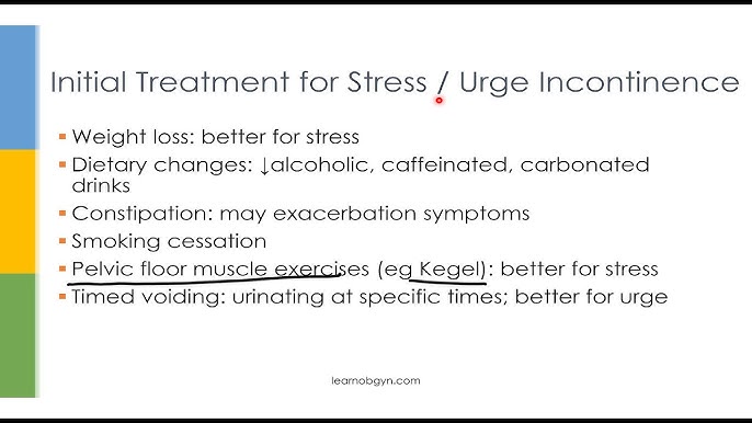 Urinary Incontinence - Stress - Urge - Management - TeachMeObGyn