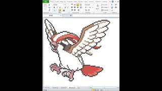 #pixelart just using #excel #drawing #Pokémon #Pidgeot #018