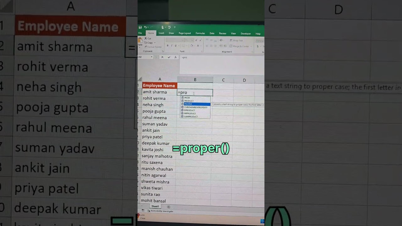 Excel Proper Function 🔥 Words ko Automatically Capital Kaise Banaye
