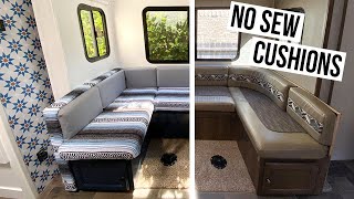 No Sew Camper Cushions | How to Recover RV Dinette Cushions | Camper Renovation Episode 4