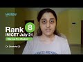 Rank 56,000 to Rank 8 (INICET July’21): Dr. Dheeksha DS, Marrow Plan C user, talks about her journey