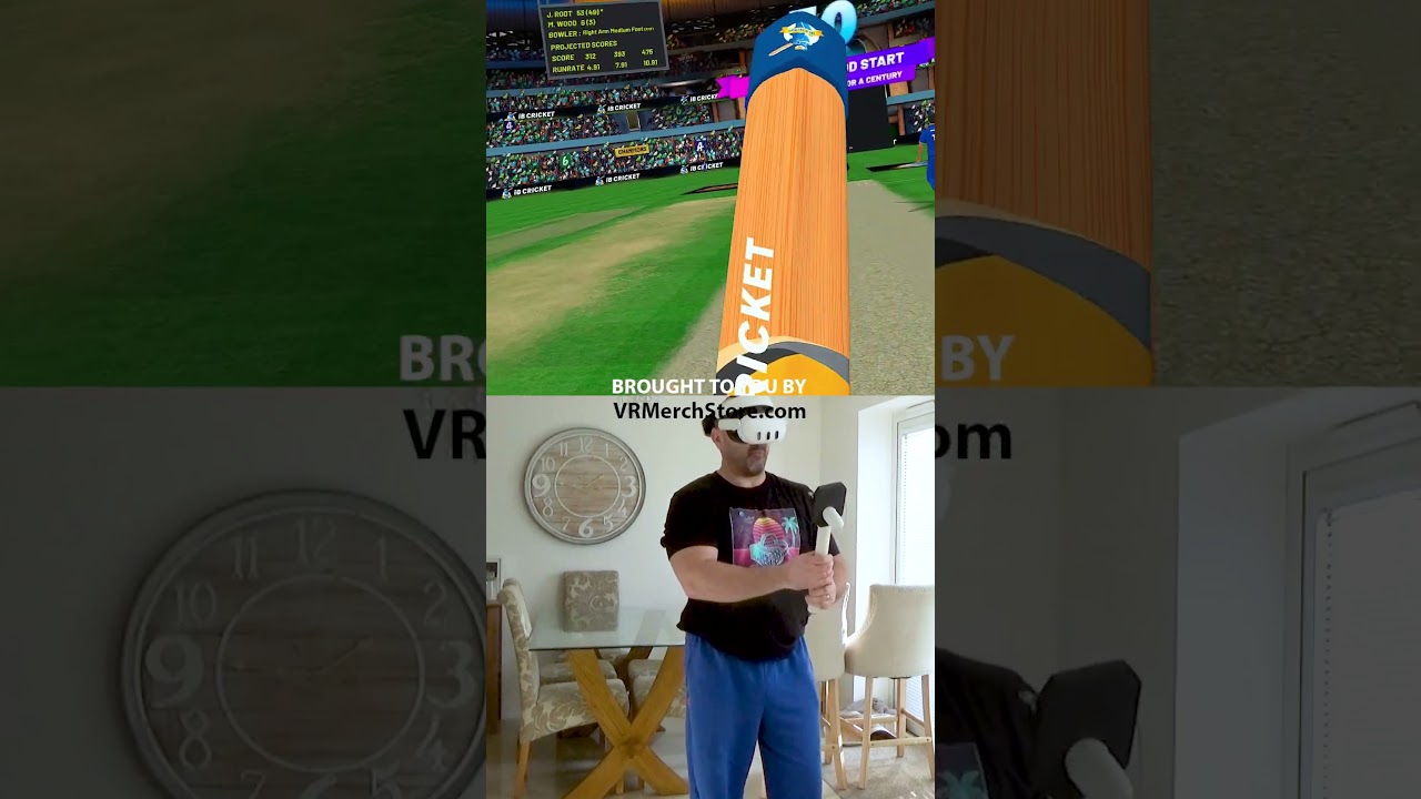 Joe Root scores a 50 on the VR cricket game called iB Cricket. 