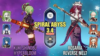 Kuki Shinobu Hyperbloom & Rosaria Reverse-Melt - Spiral Abyss 3.4 - Floor 12 (9★)