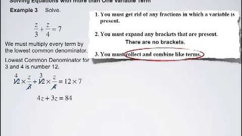Solving Equations With More Than One Variable Term Video 3