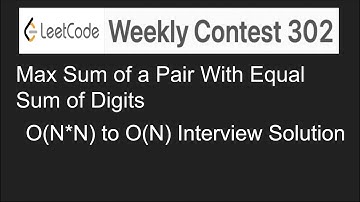 Leetcode Max Sum of a Pair With Equal Sum of Digits - Weekly contest 302 -  FAANG Coding Interview