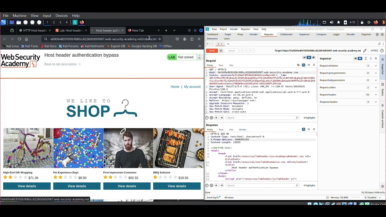 Lab: Host header authentication bypass | portswigger |cybersecurity ...
