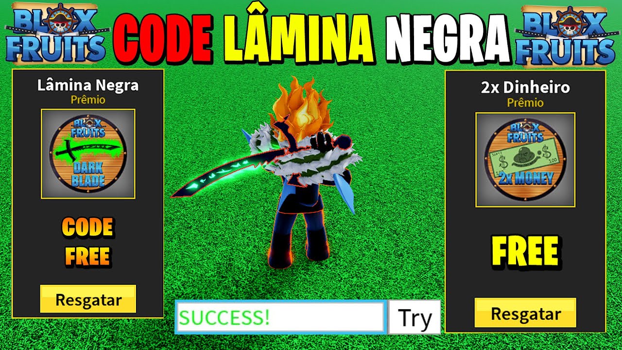 SAIU!! CÓDIGOS LÂMINA NEGRA E 2X DE DINHEIRO NO BLOX FRUITS (roblox) 