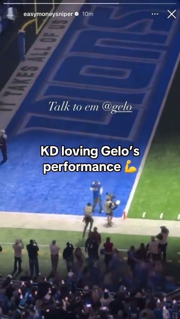 KD loving Gelo's performance ? (via easymoneysniper/IG)