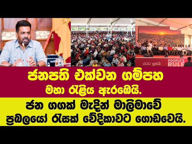 ජනපති එක්වන ගම්පහ මහා රැළිය ඇරඹෙයි. ජන ගගක් මැදින් මාලිමාවේ ප්‍රබලයෝ රැසක් වේදිකාවට ගොඩවෙයි.