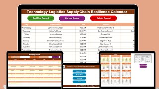 Technology Logistics Supply Chain Resilience Calendar in Excel