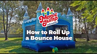 How To Roll Up a Commercial Inflatable Bounce House | Magic Jump, Inc.