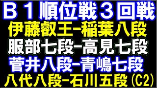 B1順位戦3回戦　伊藤匠叡王ｰ稲葉八段,服部七段ｰ高見七段､菅井八段ｰ青嶋七段、C2　八代八段ｰ石川五段　など　評価値放送