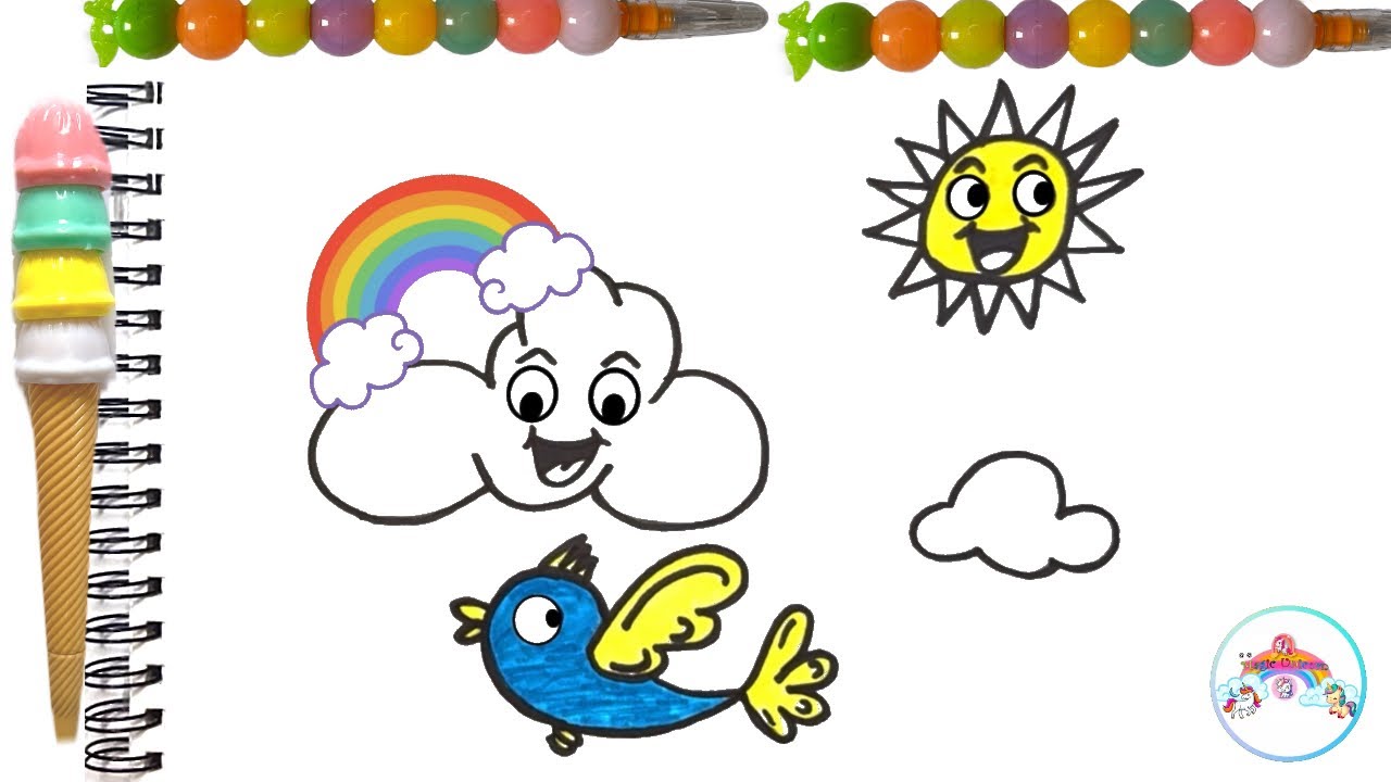 Easy Rainbow Cloud & Sun! Drawing - Fun Weather Art for Kids and Toddlers 🌥️