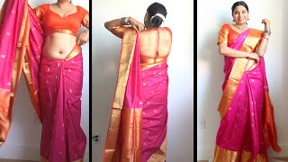 How to wear a heavy silk saree in 3 mints || Bridal silk saree draping tips & tricks to look hot