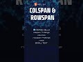 HTML COLSPAN &amp; ROWSPAN #music #shorts