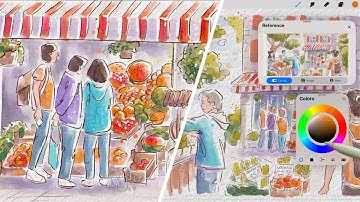 Urban Sketching in Procreate Easy Way to Draw People and Scenes (Procreate Class Trailer)