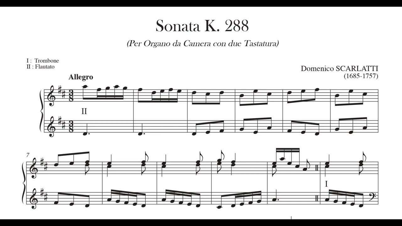 Domenico Scarlatti Keyboard Sonata K288/L57 in D Major - YouTube