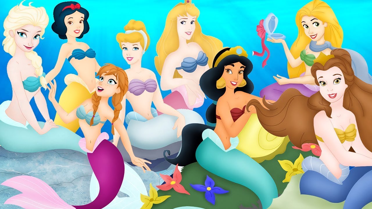 Disney Mermaid Princesses and Frozen Mermaid Princesses Fun Dress Up  Makeover Game For Little Kids
