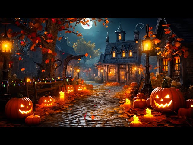 Cozy Autumn Village Halloween Ambience 🎃 Scary Halloween Sounds👻 Halloween Background Music class=