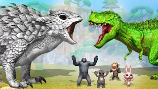 Giant Shiny Lizard vs Tyrannosaurus Rex Gorilla Monkey Rabbit Hippo cartoon video