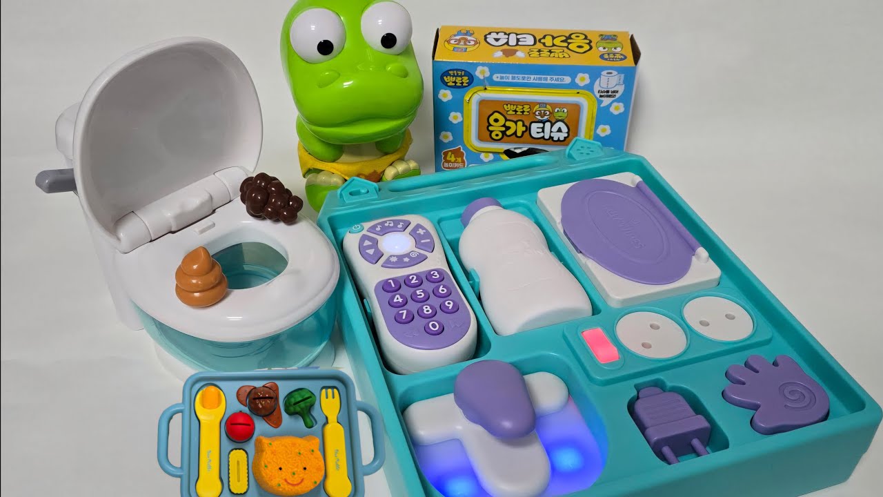 [💩TOY ASMR 💩]🚽Pororo Eating and Potty training Popping Big Fidget Board ...
