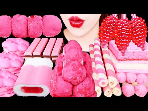 【ASMR】イチゴデザートパーティー、イチゴ餅串、ティクトクゼリー、イチゴチョコ松茸、イチゴ花トゥンカロン、イチゴケーキ、もち米餅イチゴアイスクリームを食べる【咀嚼音】