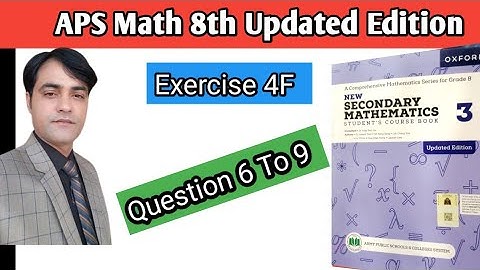 Exercise 4F II Q # 6 To 9  IISubstitutio  II EliminationII APS Math 8 II New Secondary Math Book 3