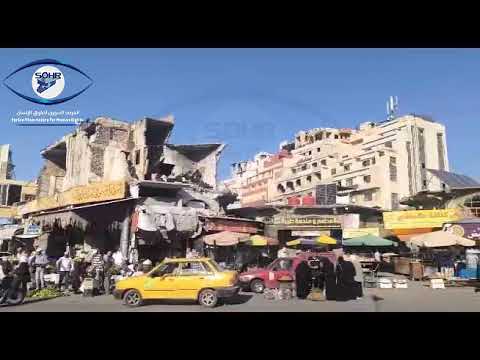 عدسة المرصد السوري تتجول وسط مدينة حمص بالقرب من الساعة القديمة وبناء السيتي سنتر