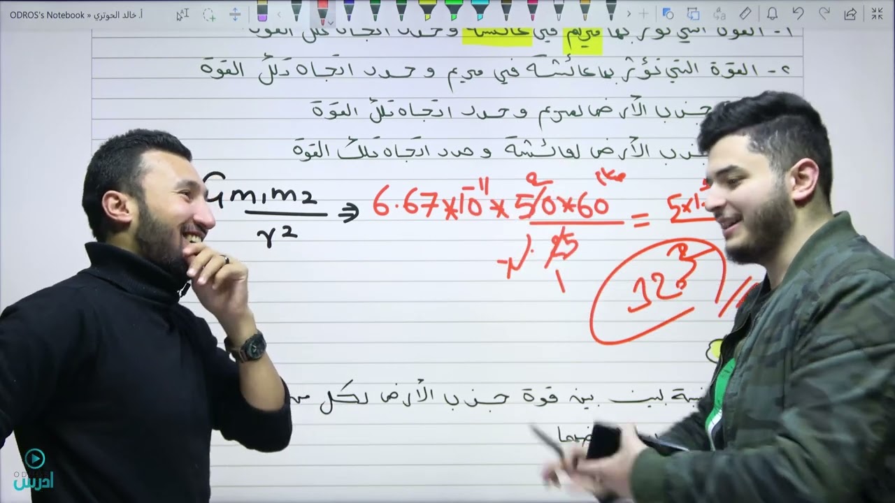 امثلة حسابية على قانون الجذب العام لنيوتن ( عاشر )