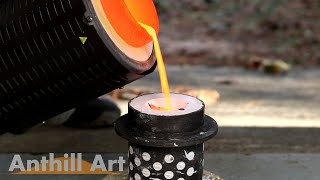 Casting a Pumpkin with Molten Bronze