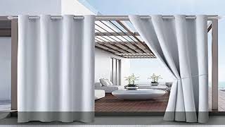 Waterproof Outdoor Curtain W52 x L84 - Grommet Top Sunlight Blocking Window Treatment Drapes Blacko