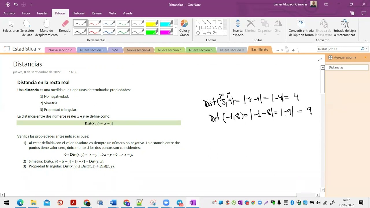 Calcular distancias en la recta real