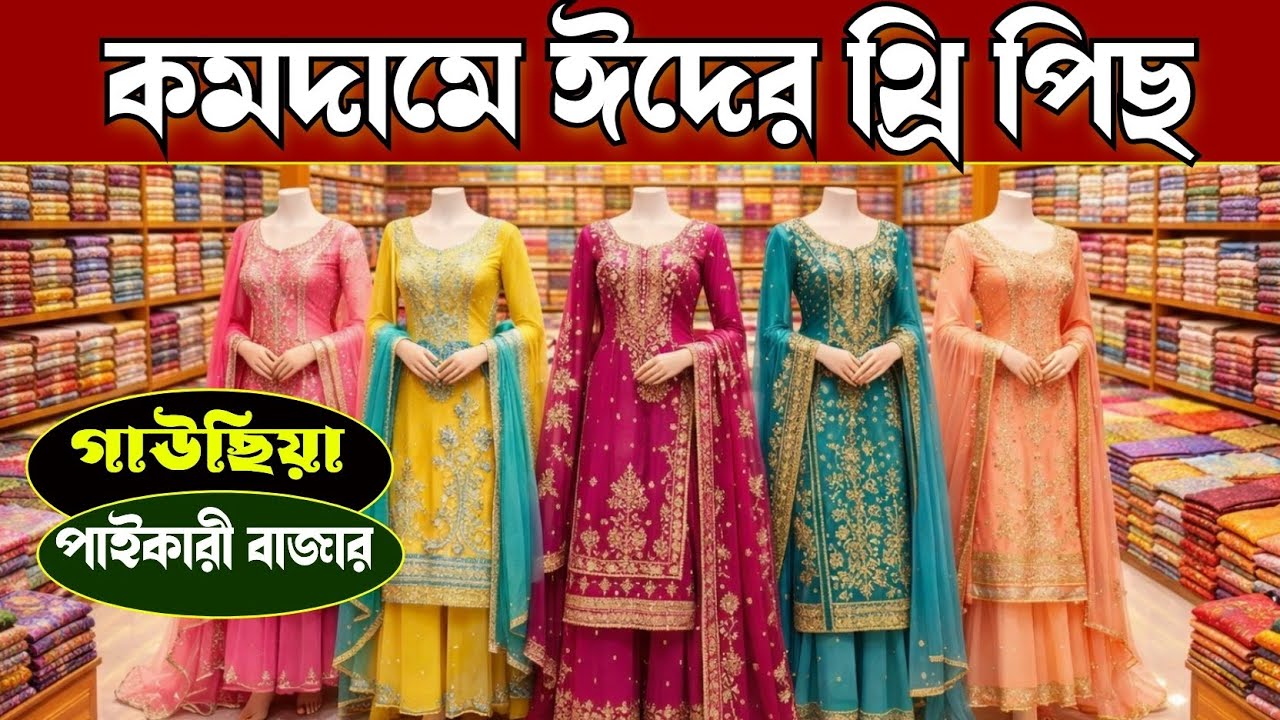 গাউছিয়া থেকে ঈদের থ্রি পিছ কিনুন পাইকারী কমদামে | wholesale three piece market in gausia bazar 
