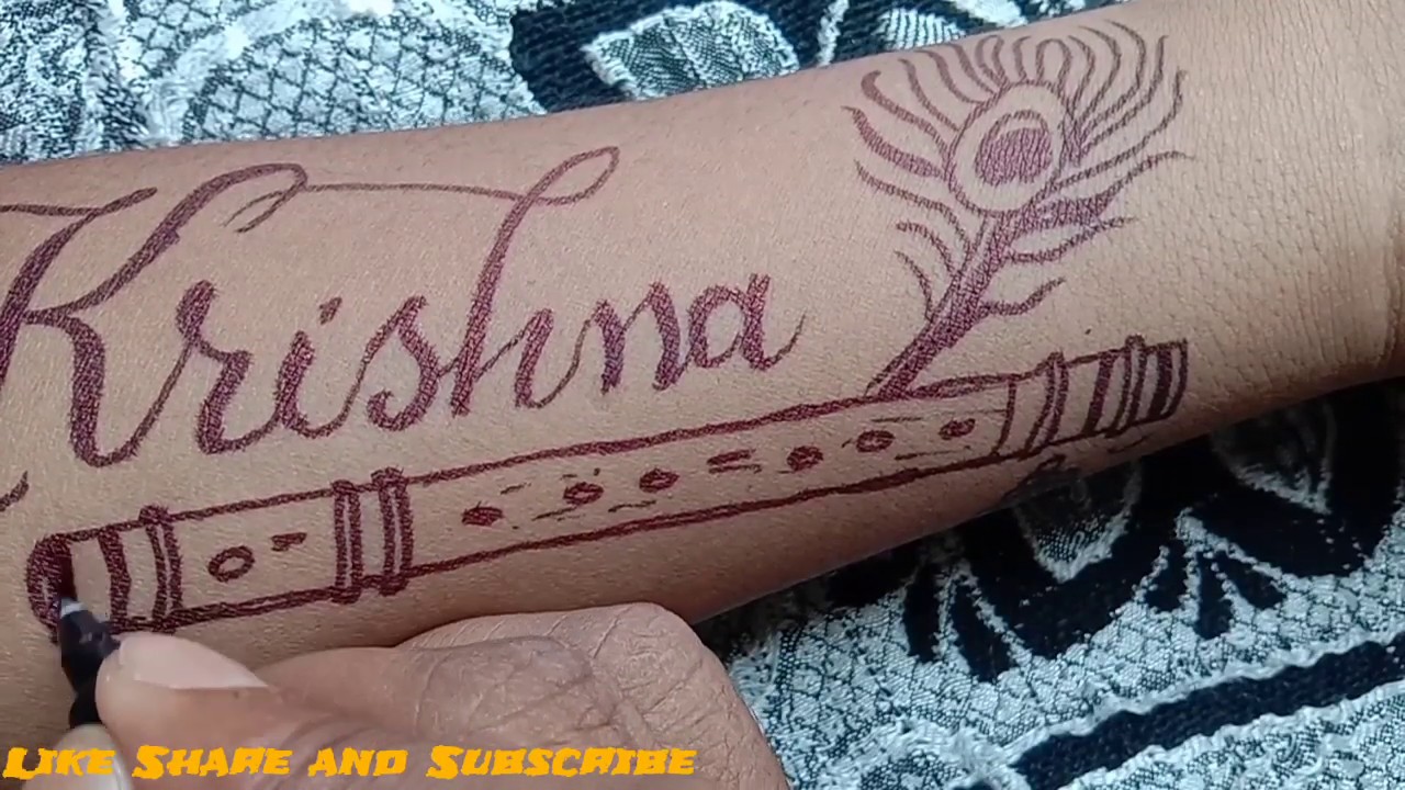 Amazing tattoos design of krishna name ️️ - YouTube