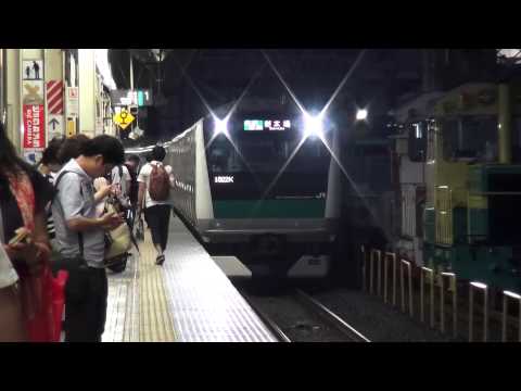 埼京線E233系ハエ124編成　池袋駅到着　ハイビーム警笛付き