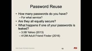 CSE 365 F18: 10-25-18 "Authentication pt. 3" and Threat Modeling Example