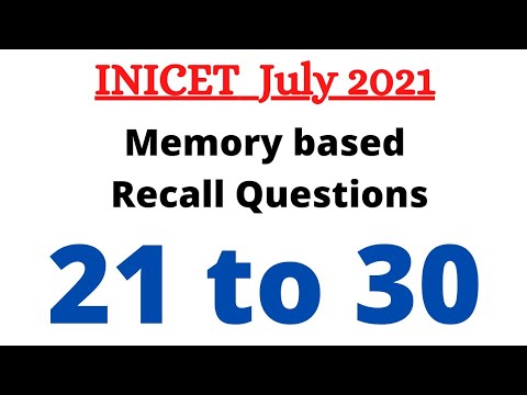 INICET July 2021 Memory based questions 21 to 30 || AIIMS PG