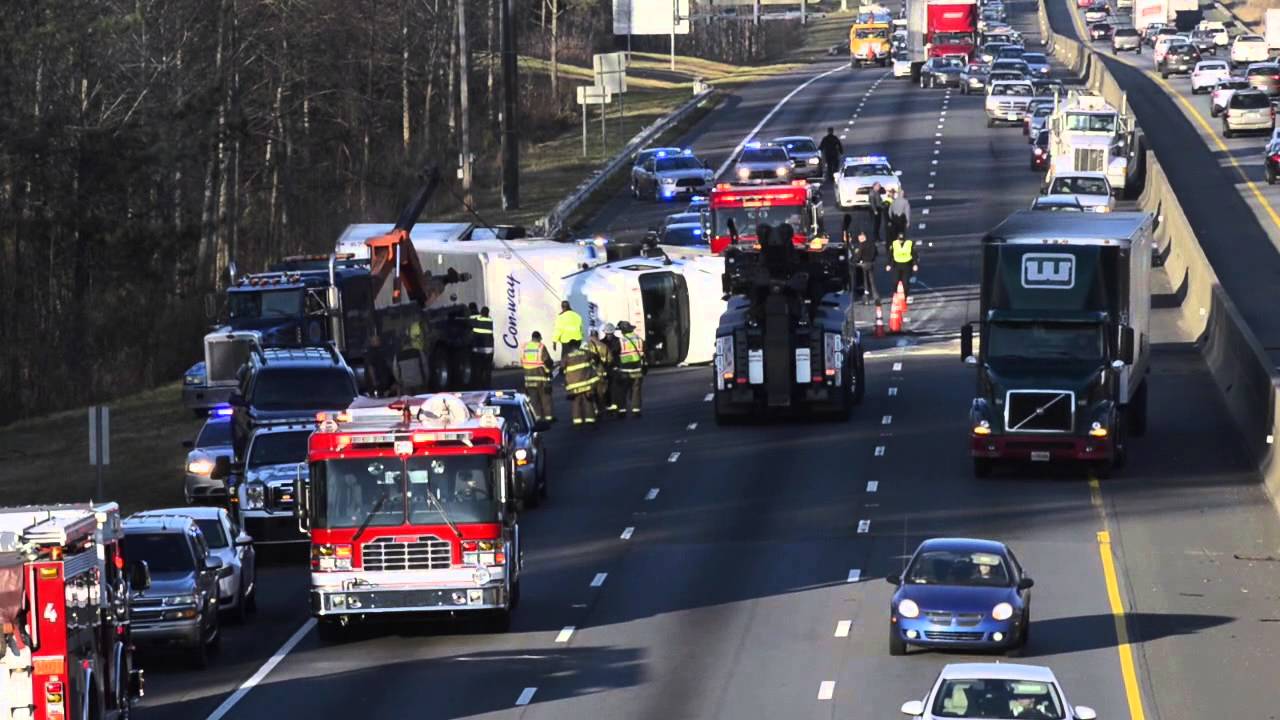 Overturned tractor trailer in Gaston Co - YouTube