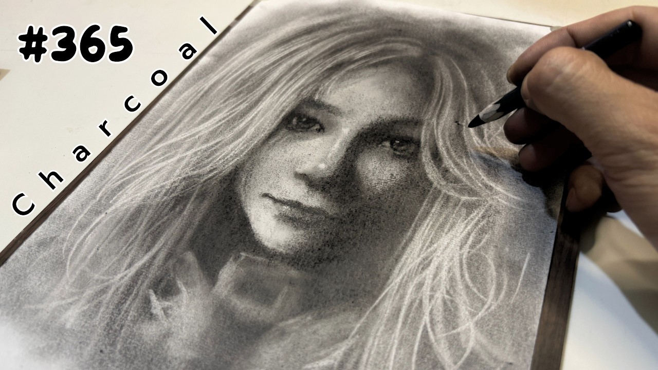 CHARCOAL #365: DRAWING Diana - Pragmata (real time) - YouTube